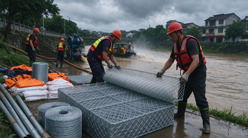 Produk Pencegahan Banjir Changshu Jianghe Menyampaikan Bahan Gabion & Jala Bergalvani untuk Projek Sokongan Saliran Kecemasan Mongolia Dalam Produk Pencegahan Banjir Changshu Jianghe Menyampaikan Bahan Gabion & Jala Bergalvani untuk Projek Sokongan Saliran Kecemasan Mongolia Dalam